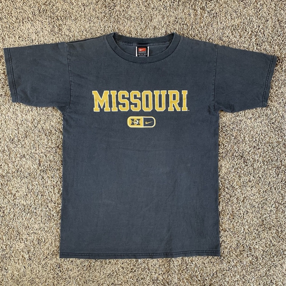 Vintage Nike Missouri Tigers Shirt Mens Small Black Center Swoosh Mizzou Team